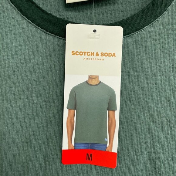 NEW Scotch & Soda Men's M Green T-Shirt Textured Crew Neck - Picture 8 of 10